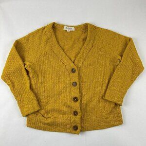 Two Vince Camuto Sweater Womens Small Gold Long Sleeve Button